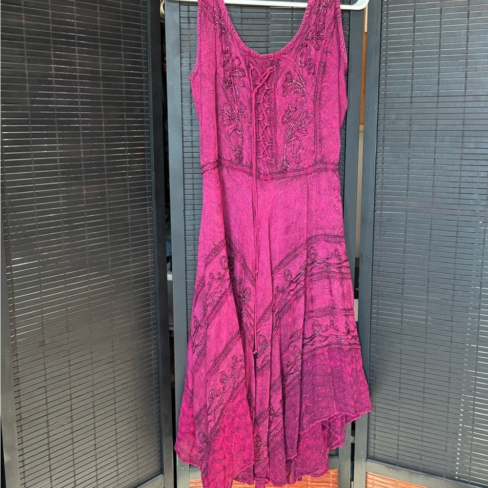 Elegant Pink and Black washed Sleeveless Dress